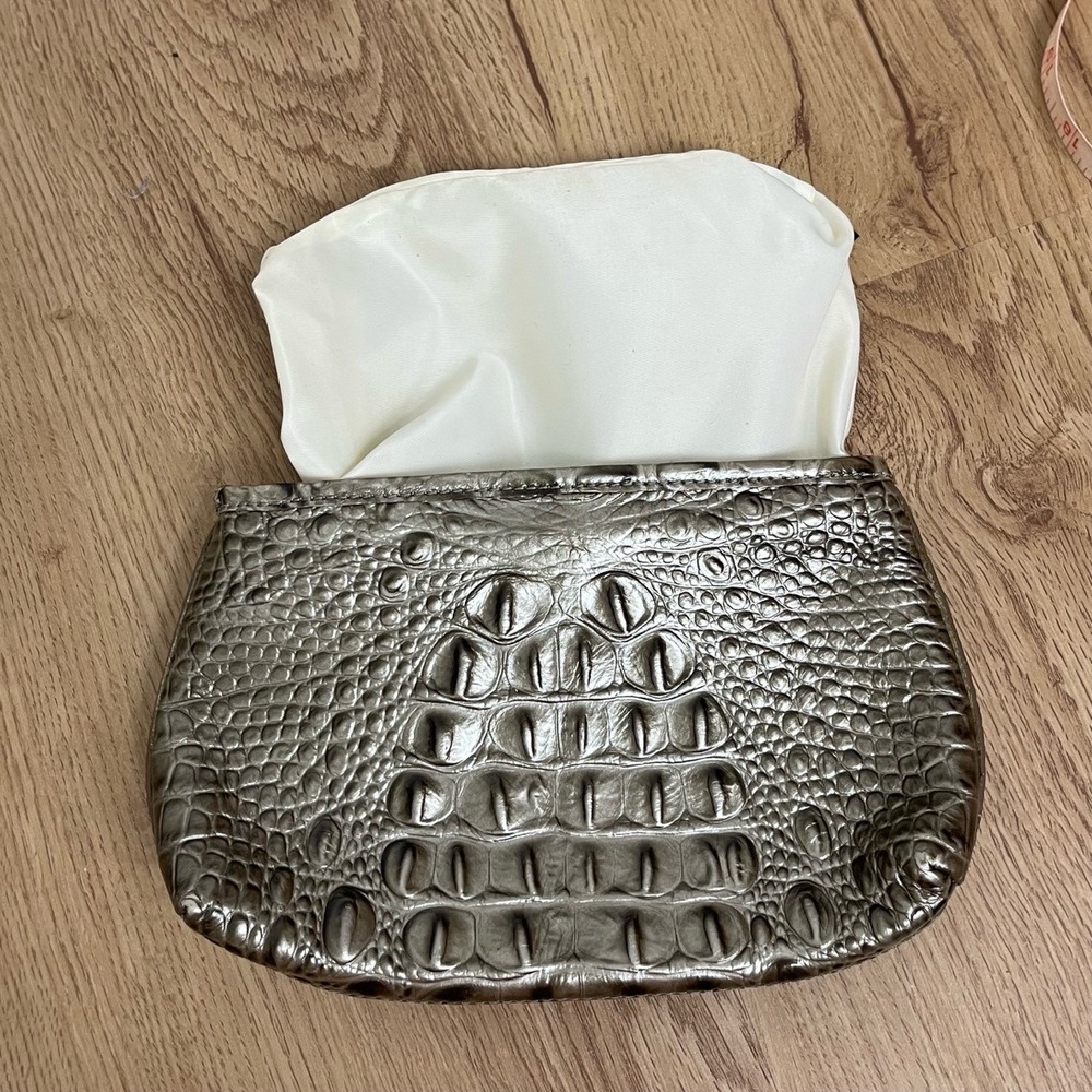 Brahmin Smokey Taupe Melbourne Clutch Croc-Embossed Leather Brown Croc - Picture 6 of 15